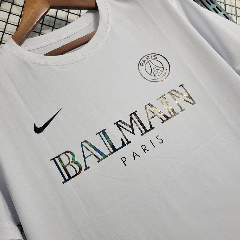 Camisa PSG 23/24 Edição Especial Balmain Paris - Branco